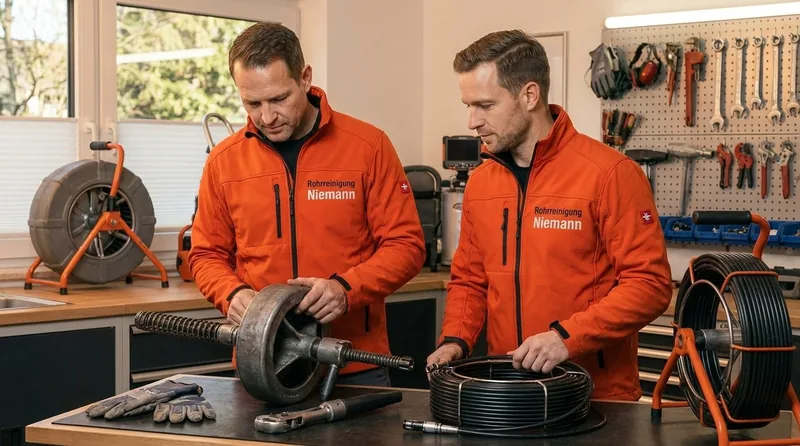 Werkstatt-Vorbereitung — Thomas und Markus prüfen Equipment